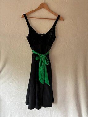 Anthropologie Scalloped Neck Velvet Silk Party Dress 6